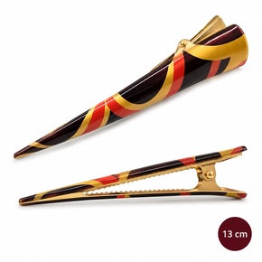 Hair clip in the shape of a snowflake with a colourful pattern