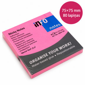 Sticky note 75x75mm 80pcs, pink