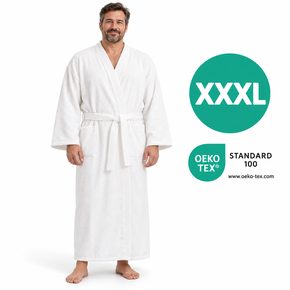 Halāts frotē,bez apkakles,balts XXXL