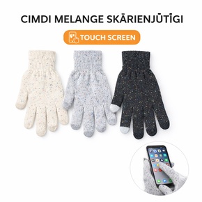 Handskar Melange, pekskärmskompatibla för ungdomar, 18 cm