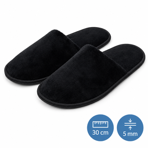 Slippers velour 5mm, 30cm, black, closed