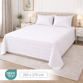 Lakan 250x270cm Presidential satin med mönster, dubbel, 2 lager
