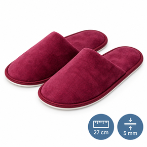 Slippers velour 5mm, 27cm, red, closed
