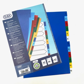 Dokumentseparator A4, 1–12, färgad, Elba